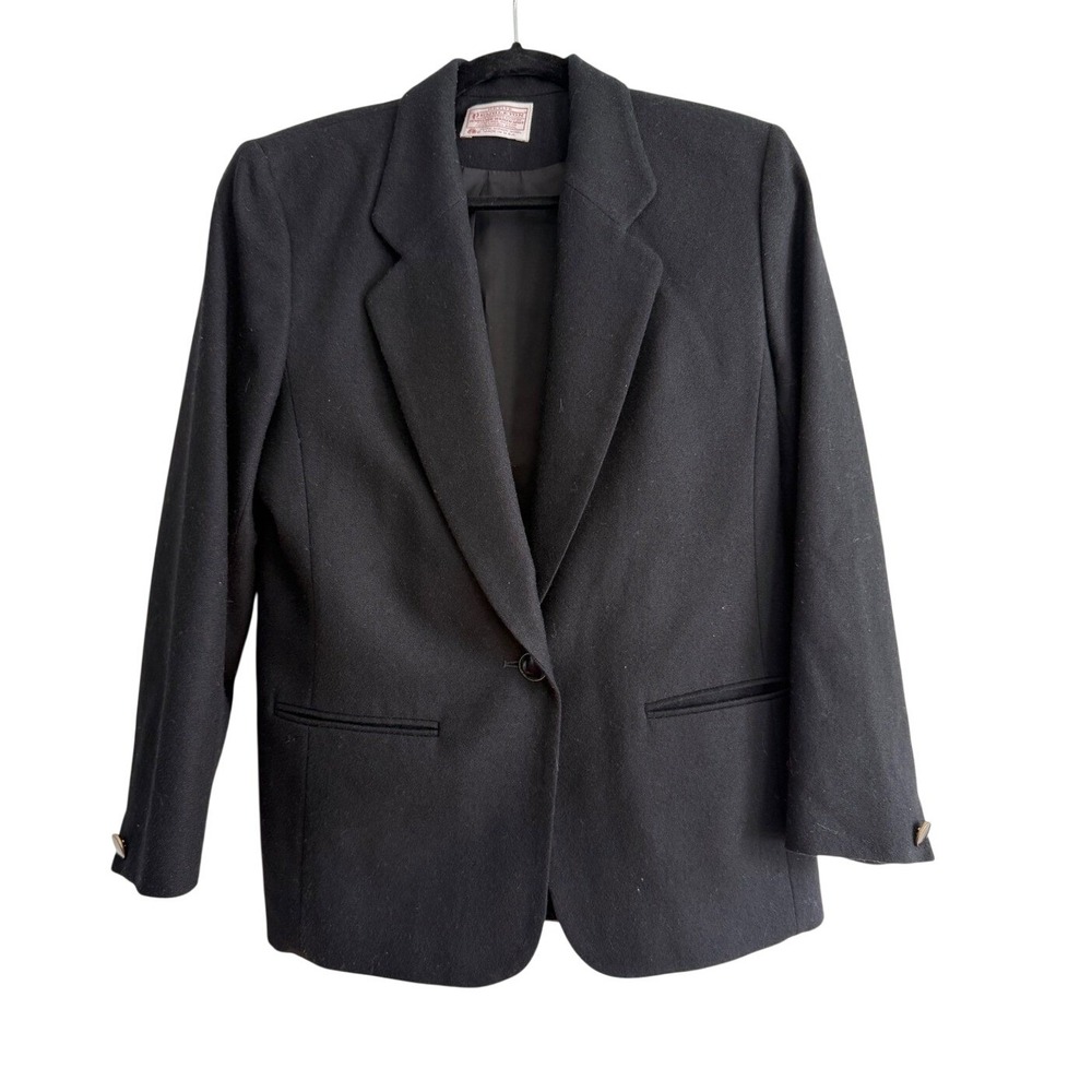 Pendleton Petite Black Wool Blazer Jacket Size 8 P336-228 Made in USA
